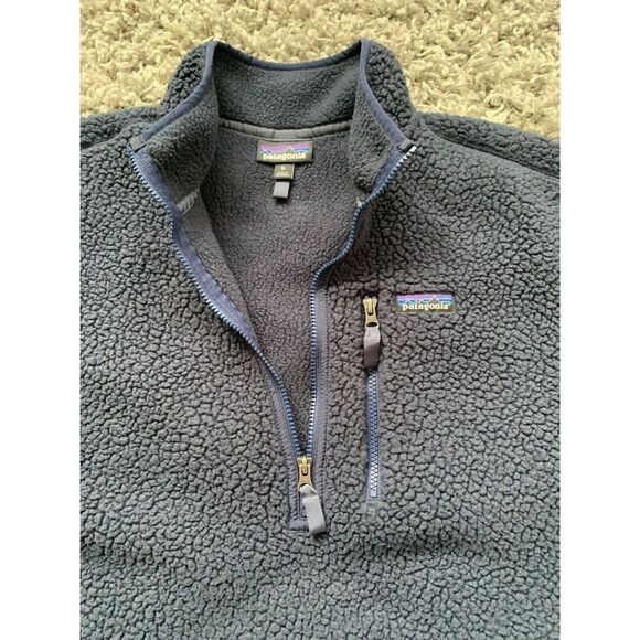 Patagonia Retro Deep Pile Fleece Half Zip Jacket SWEATER Blue Men’s XL - Picture 7 of 7